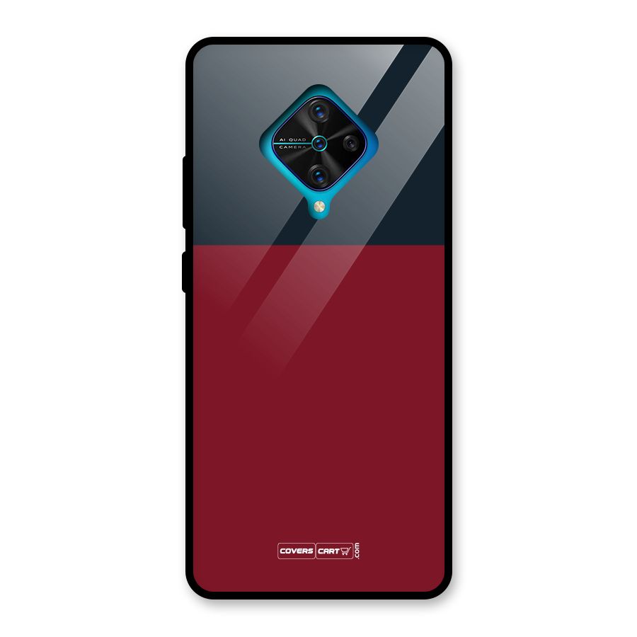 Maroon and Navy Blue Glass Back Case for Vivo S1 Pro