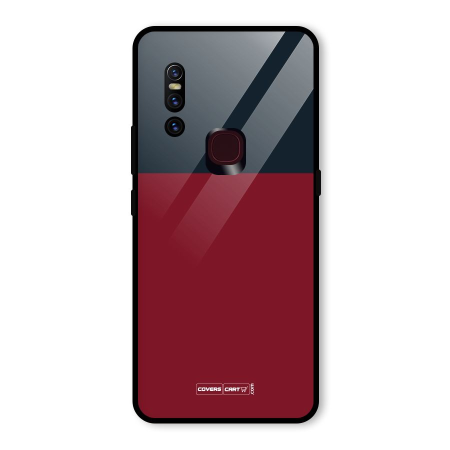 Maroon and Navy Blue Glass Back Case for Vivo V15