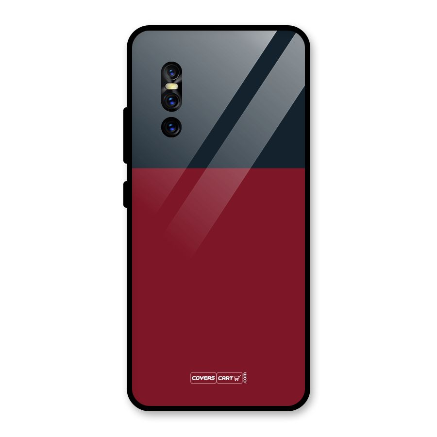 Maroon and Navy Blue Glass Back Case for Vivo V15 Pro