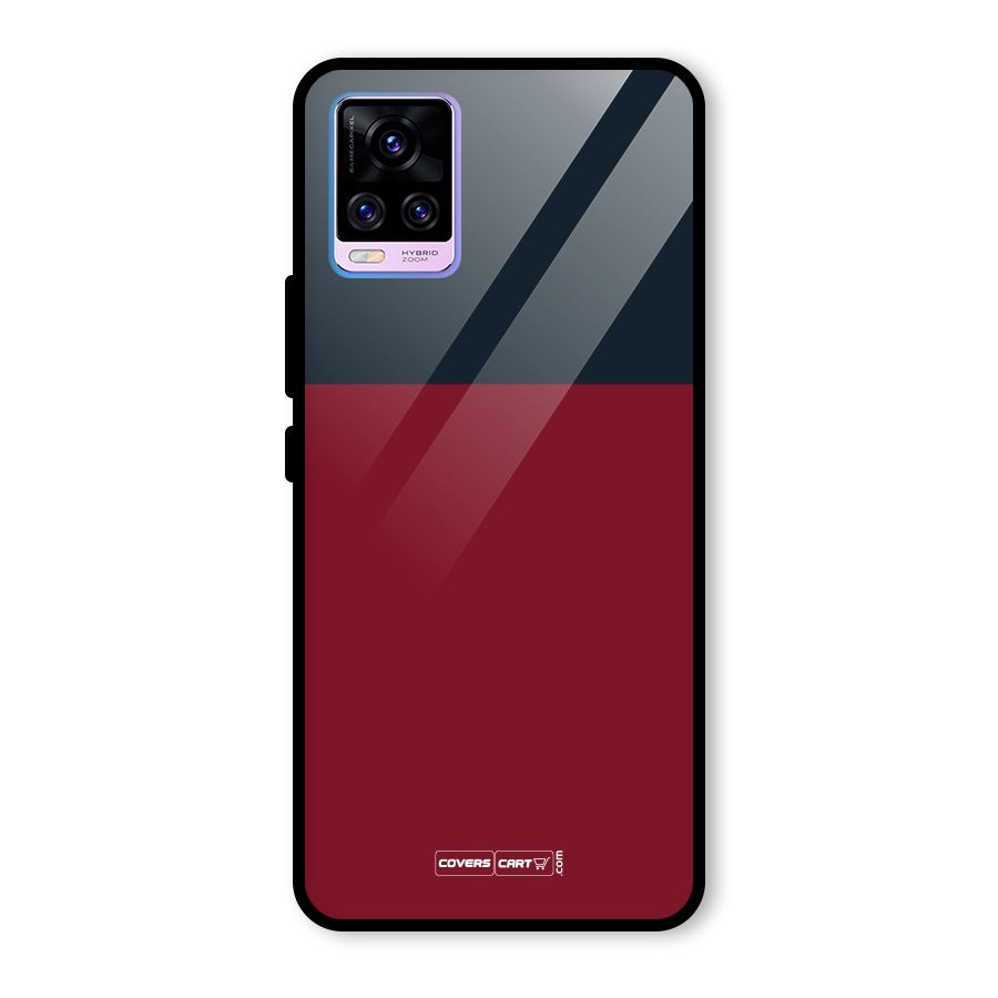 Maroon and Navy Blue Glass Back Case for Vivo V20 Pro