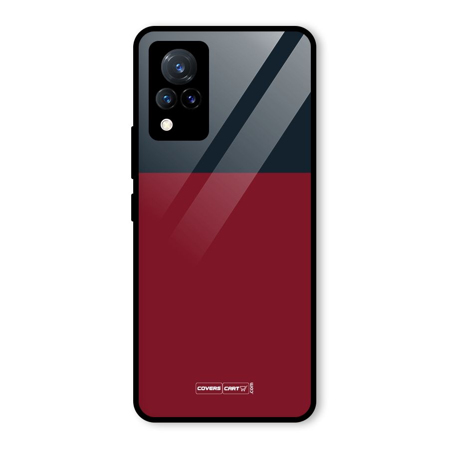 Maroon and Navy Blue Glass Back Case for Vivo V21 5G