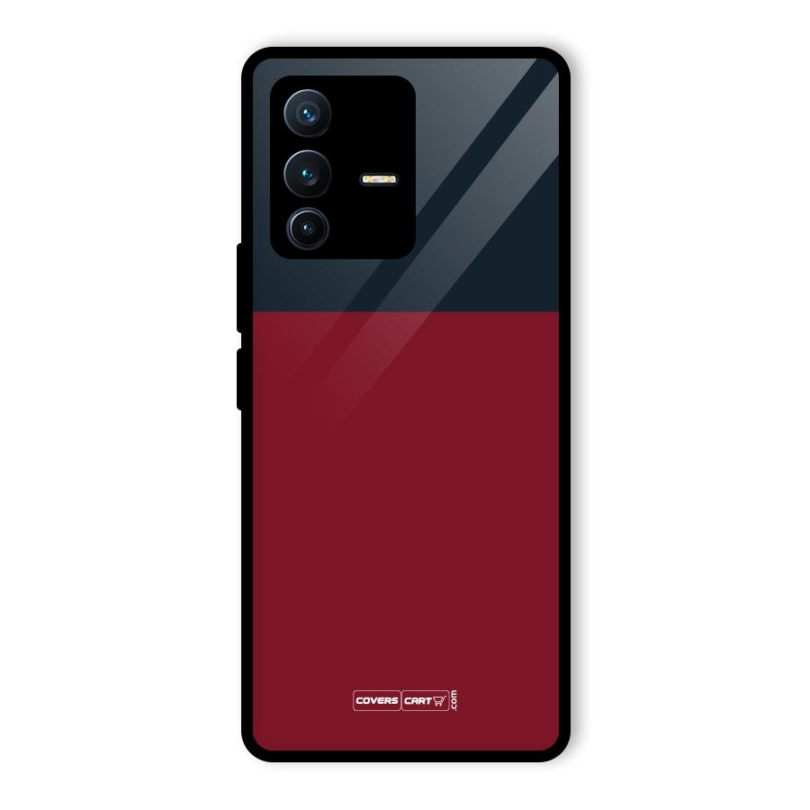 Maroon and Navy Blue Glass Back Case for Vivo V23 Pro