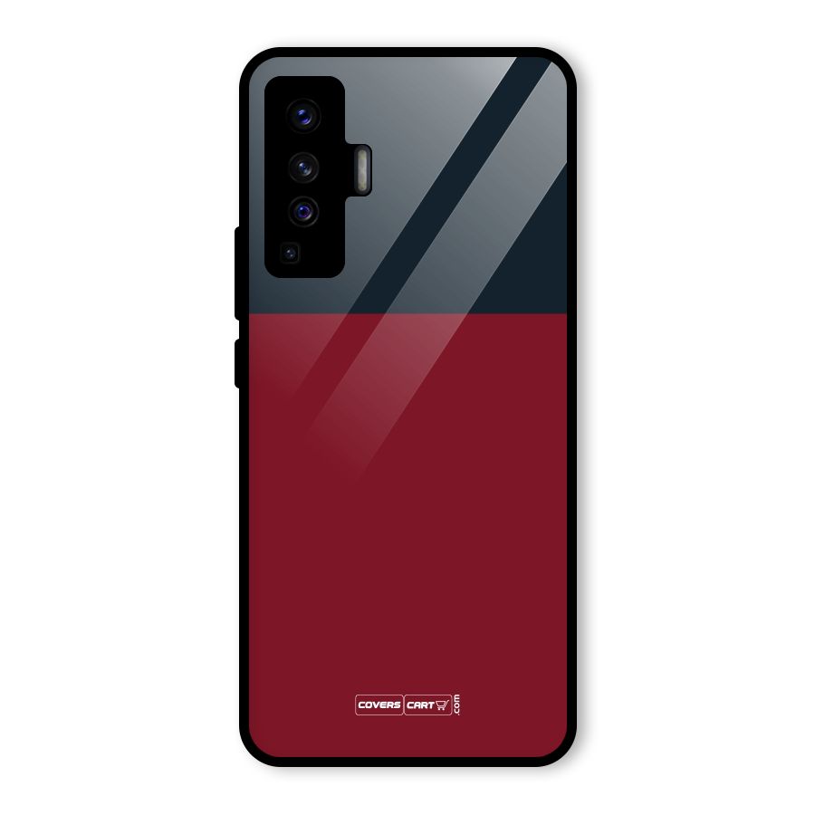 Maroon and Navy Blue Glass Back Case for Vivo X50