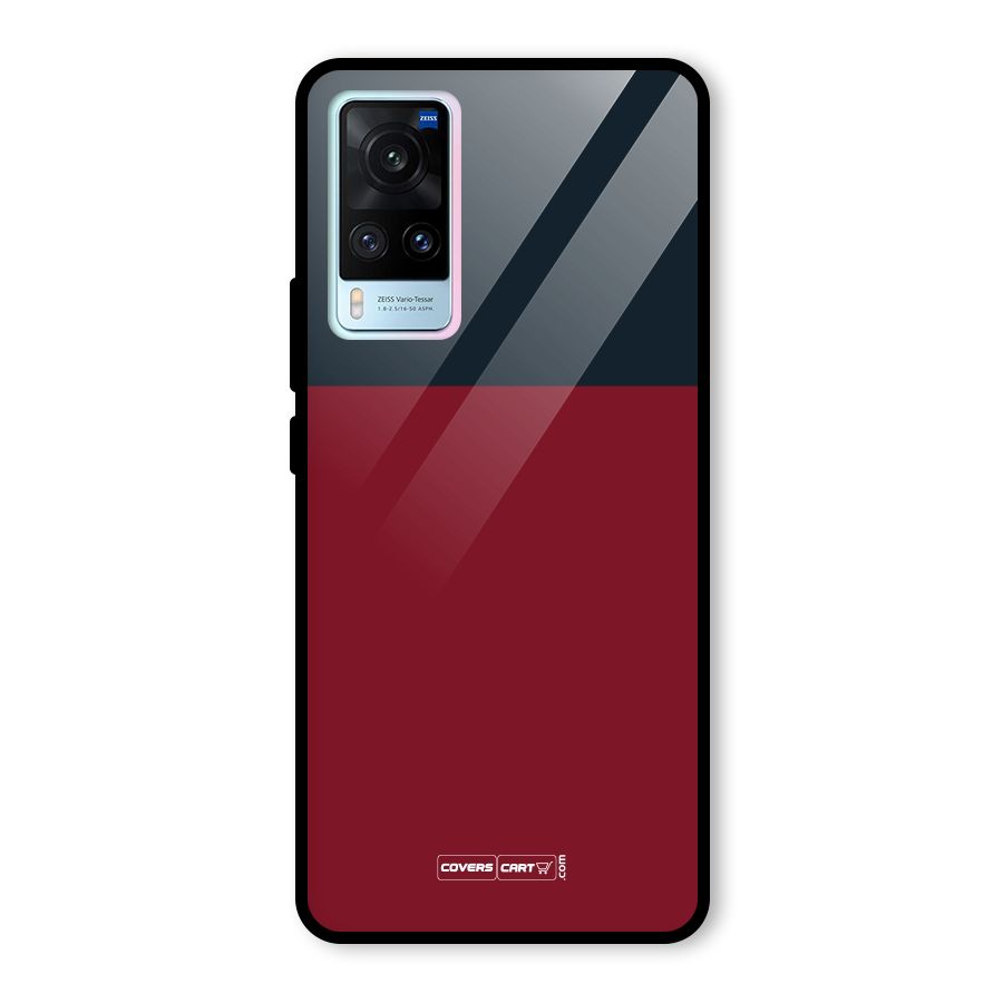 Maroon and Navy Blue Glass Back Case for Vivo X60