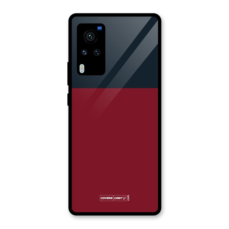 Maroon and Navy Blue Glass Back Case for Vivo X60 Pro