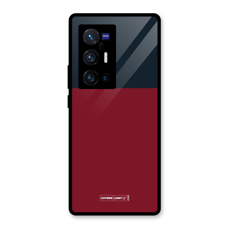 Maroon and Navy Blue Glass Back Case for Vivo X70 Pro Plus