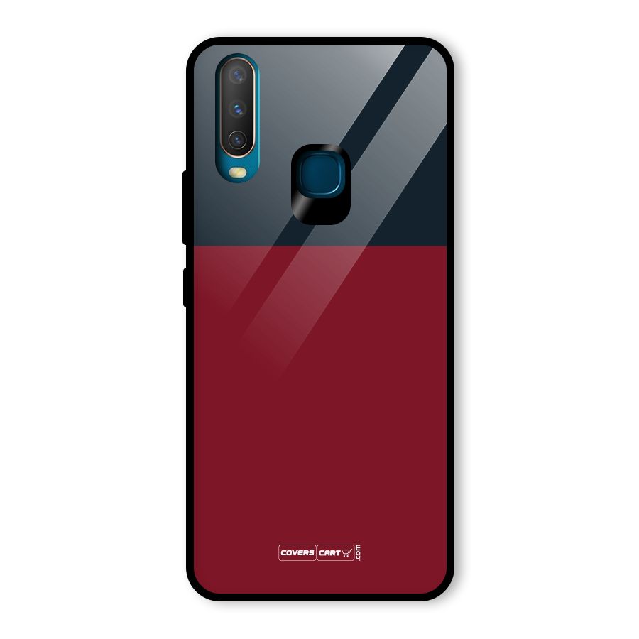 Maroon and Navy Blue Glass Back Case for Vivo Y15