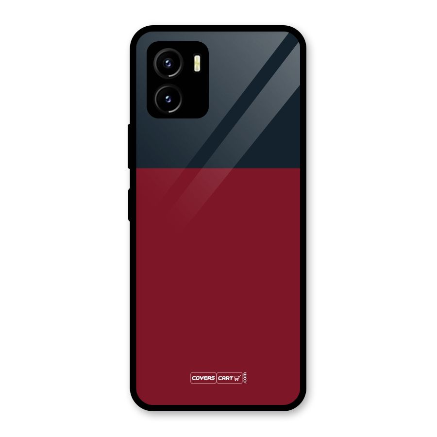 Maroon and Navy Blue Glass Back Case for Vivo Y15s