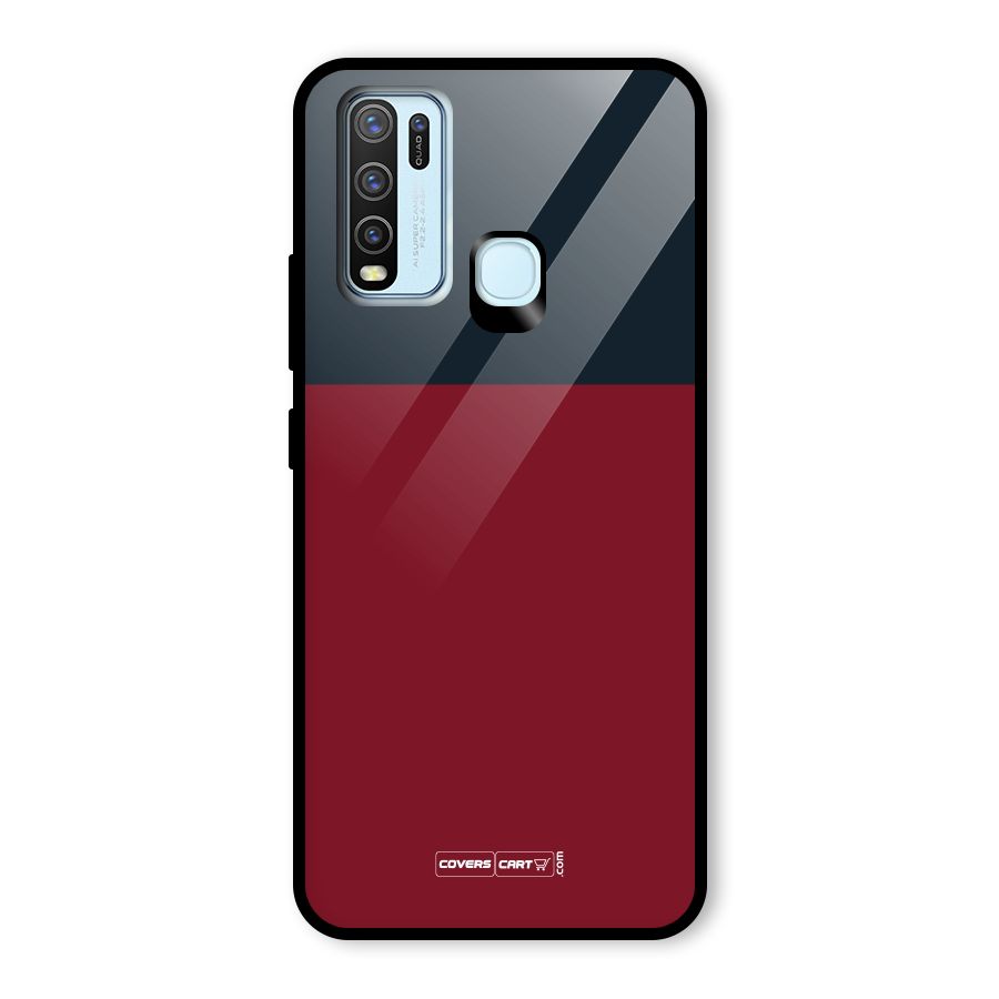 Maroon and Navy Blue Glass Back Case for Vivo Y30