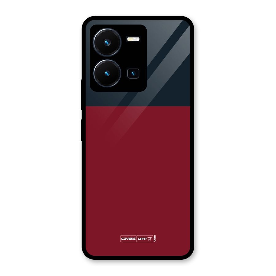 Maroon and Navy Blue Glass Back Case for Vivo Y35