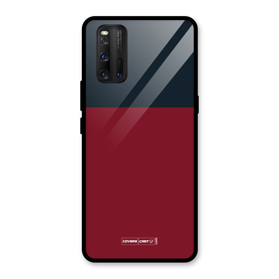 Maroon and Navy Blue Glass Back Case for Vivo iQOO 3
