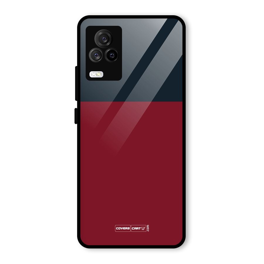 Maroon and Navy Blue Glass Back Case for Vivo iQOO 7 Legend 5G