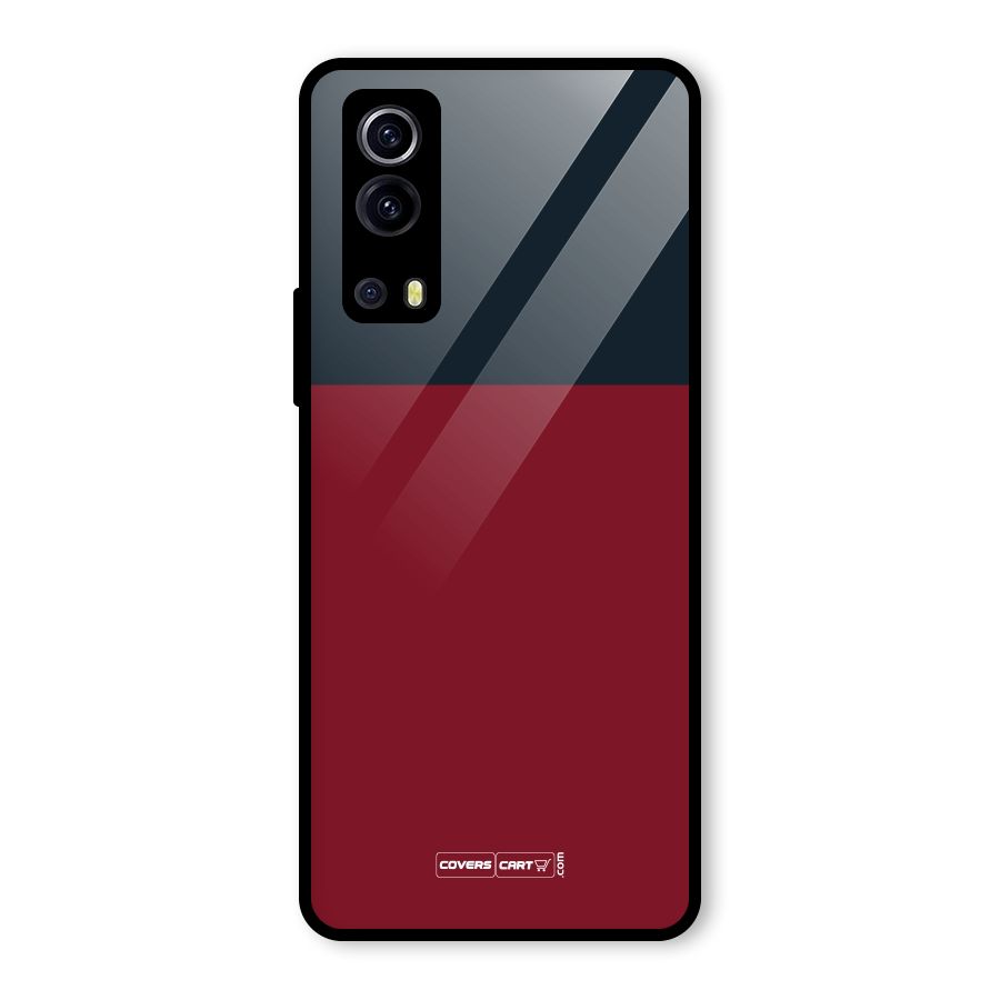 Maroon and Navy Blue Glass Back Case for Vivo iQOO Z3