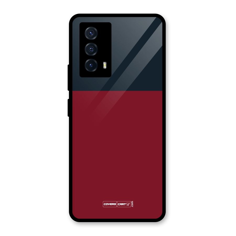 Maroon and Navy Blue Glass Back Case for Vivo iQOO Z5