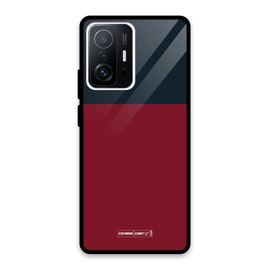 Maroon and Navy Blue Glass Back Case for Xiaomi 11T Pro