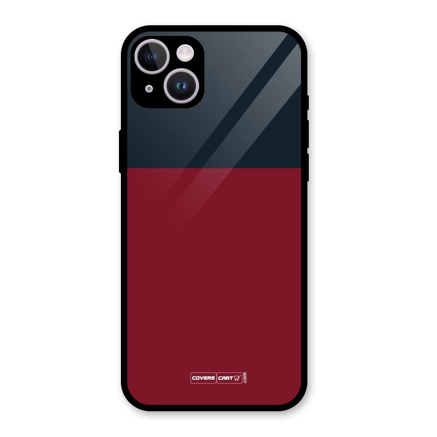 Maroon and Navy Blue Glass Back Case for iPhone 14 Plus