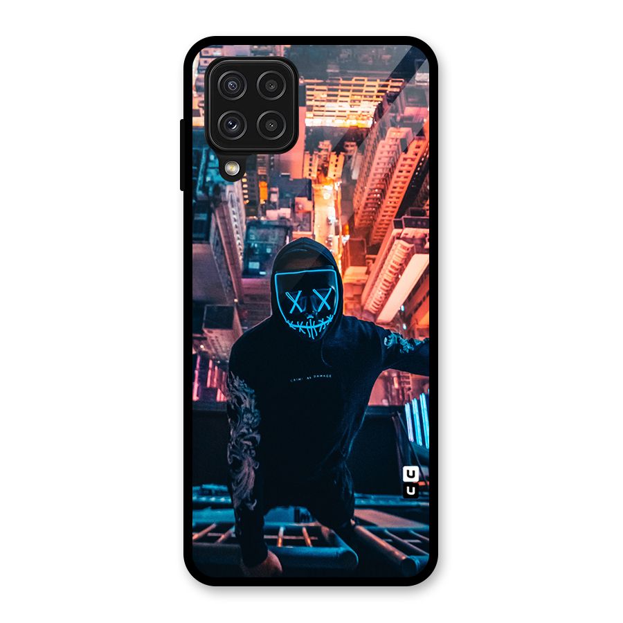 Mask Guy Climbing Building Glass Back Case for Galaxy A22 4G