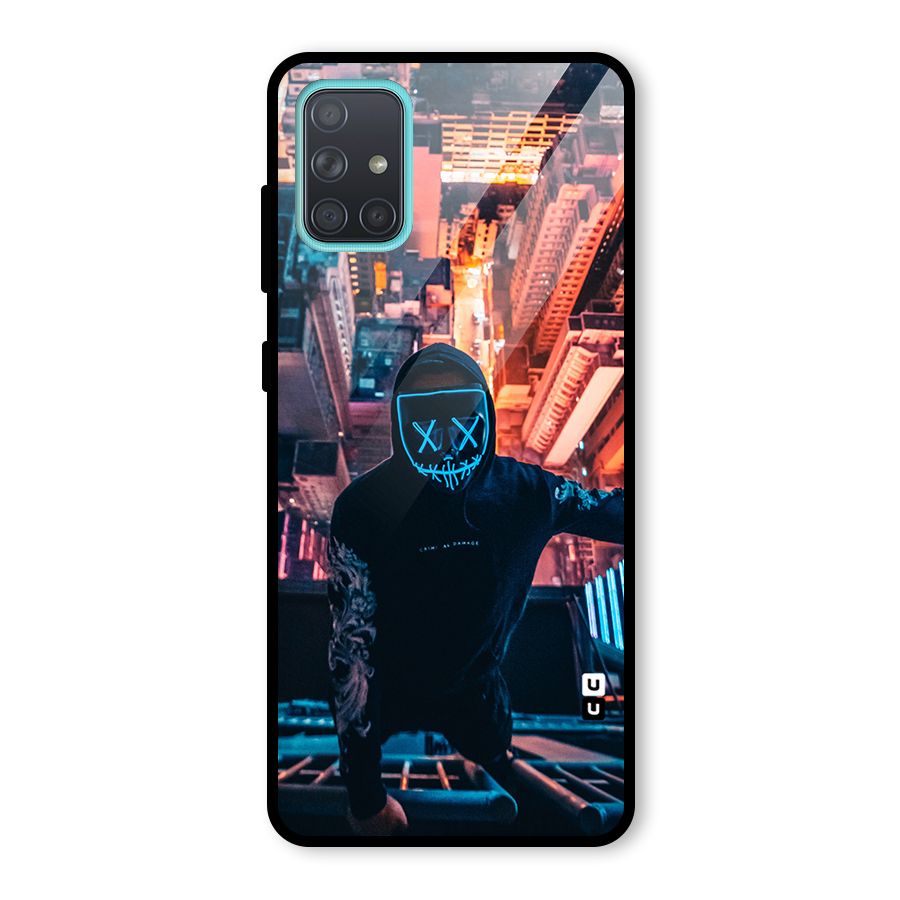 Mask Guy Climbing Building Glass Back Case for Galaxy A71