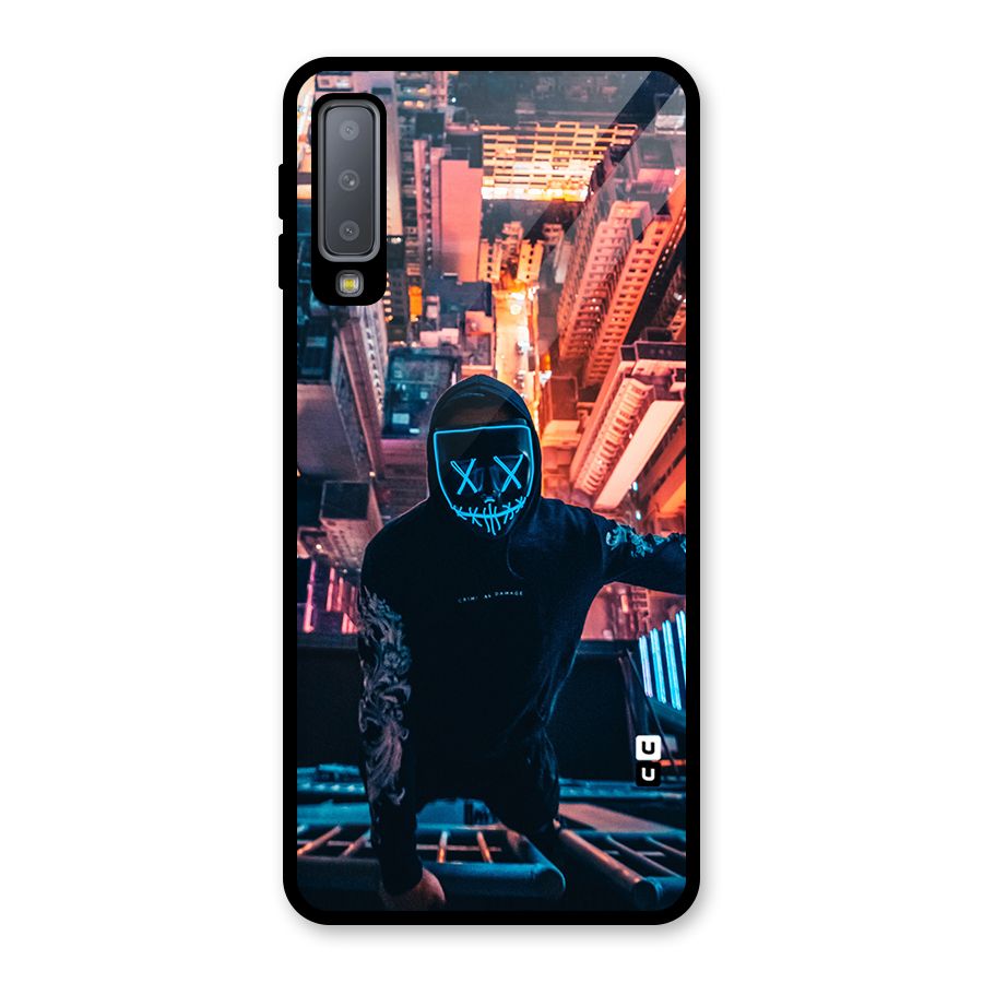 Mask Guy Climbing Building Glass Back Case for Galaxy A7 (2018)