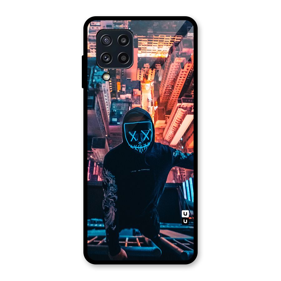 Mask Guy Climbing Building Glass Back Case for Galaxy M32