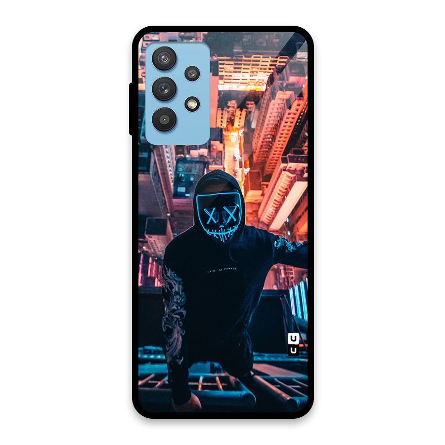Mask Guy Climbing Building Glass Back Case for Galaxy M32 5G