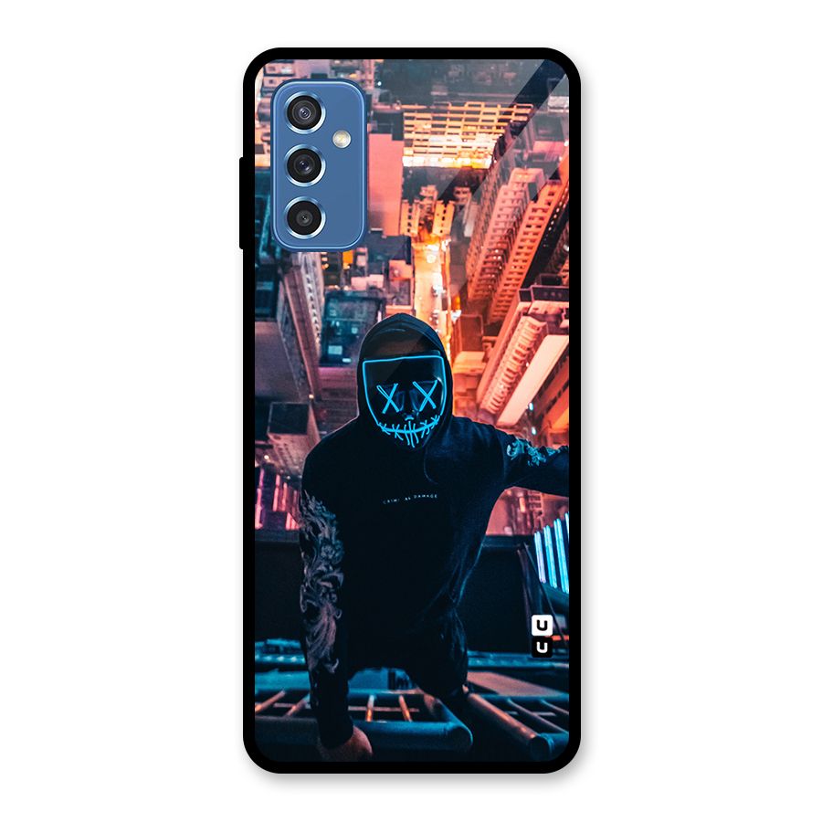 Mask Guy Climbing Building Glass Back Case for Galaxy M52 5G