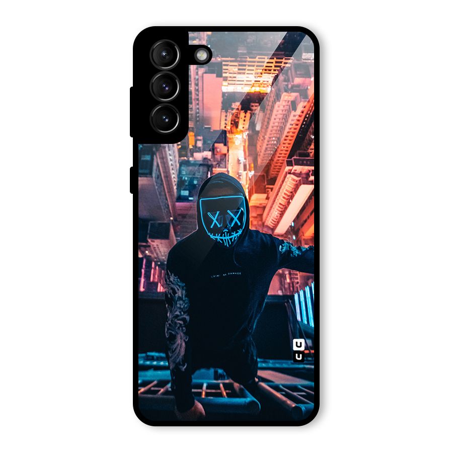Mask Guy Climbing Building Glass Back Case for Galaxy S21 Plus