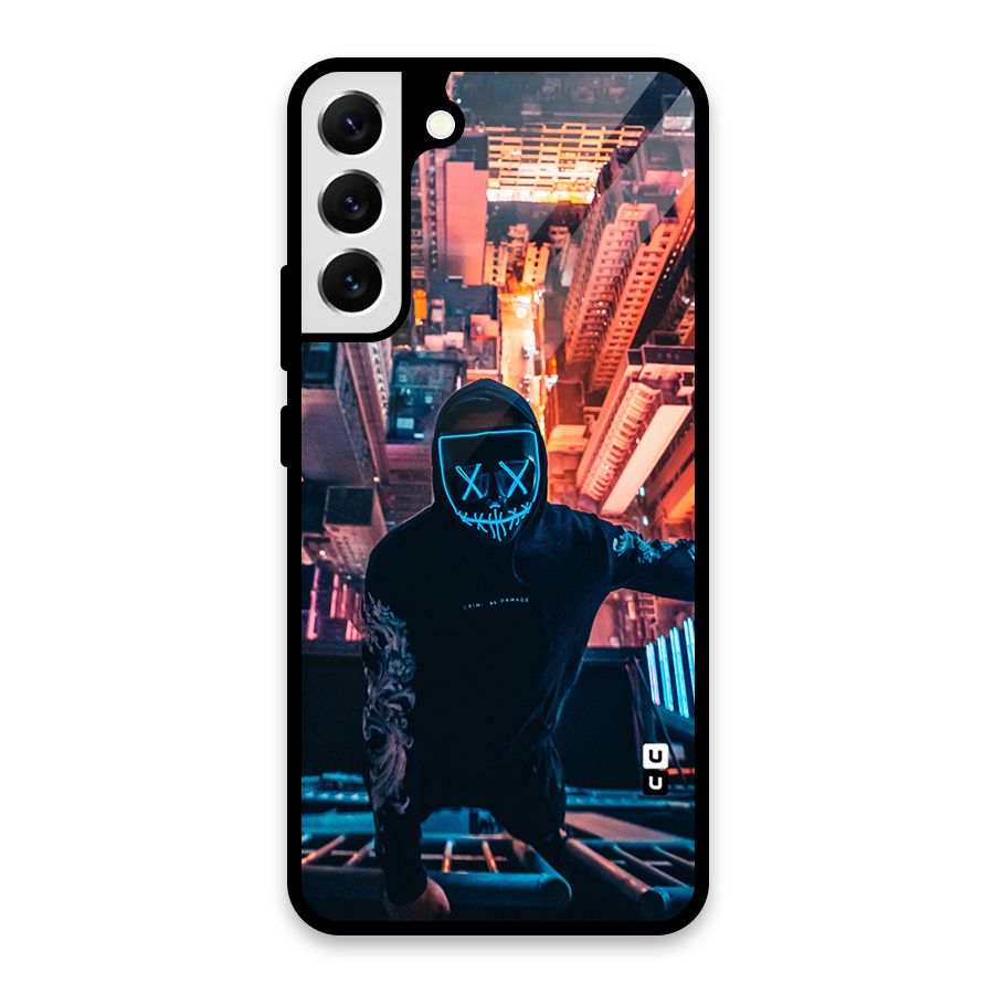 Mask Guy Climbing Building Glass Back Case for Galaxy S22 Plus 5G