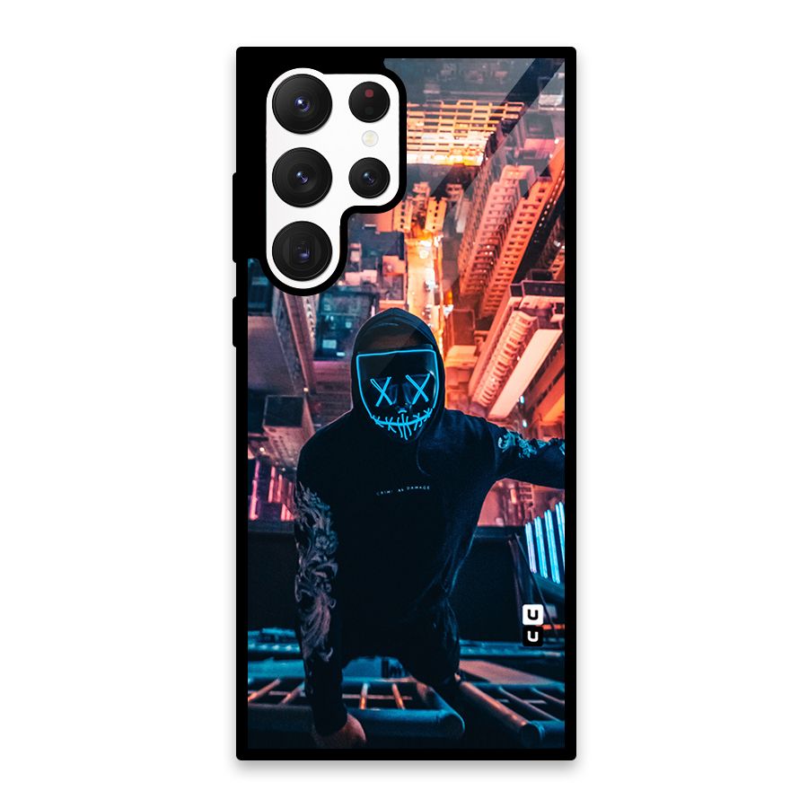 Mask Guy Climbing Building Glass Back Case for Galaxy S22 Ultra 5G