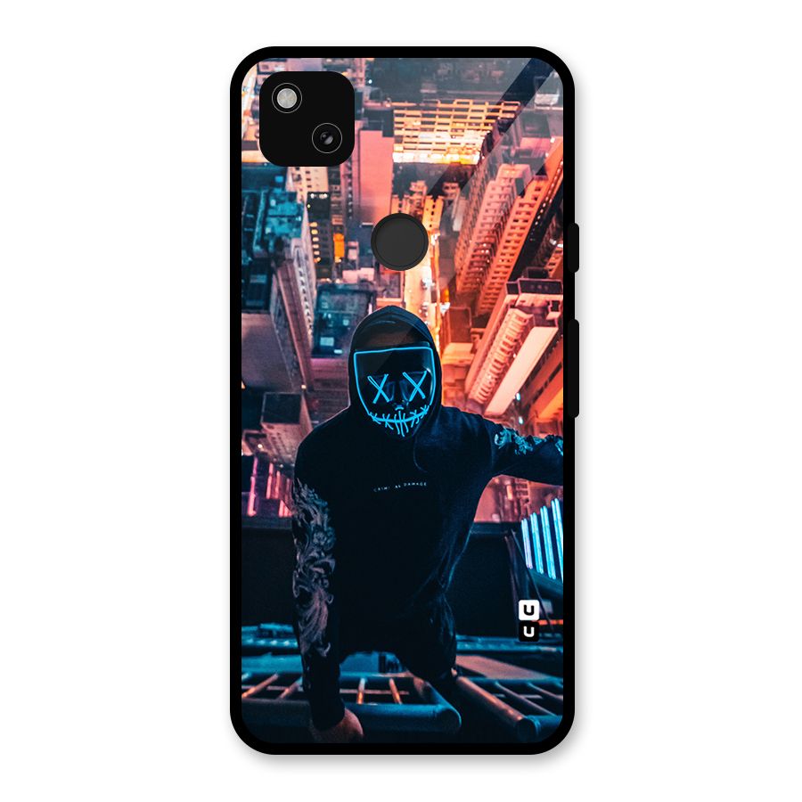 Mask Guy Climbing Building Glass Back Case for Google Pixel 4a