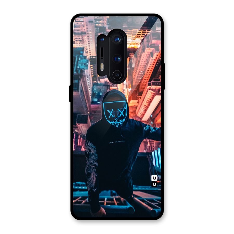 Mask Guy Climbing Building Glass Back Case for OnePlus 8 Pro