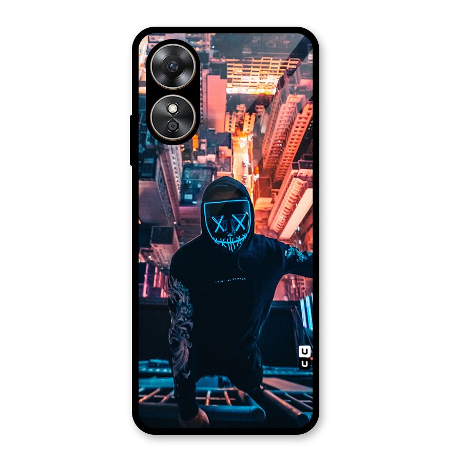 Mask Guy Climbing Building Glass Back Case for Oppo A17