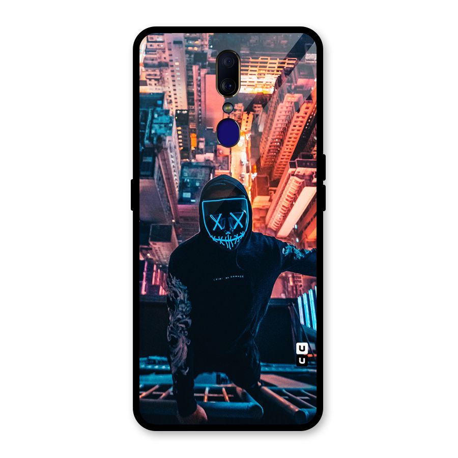 Mask Guy Climbing Building Glass Back Case for Oppo F11