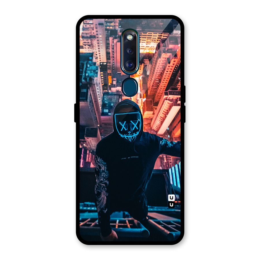 Mask Guy Climbing Building Glass Back Case for Oppo F11 Pro