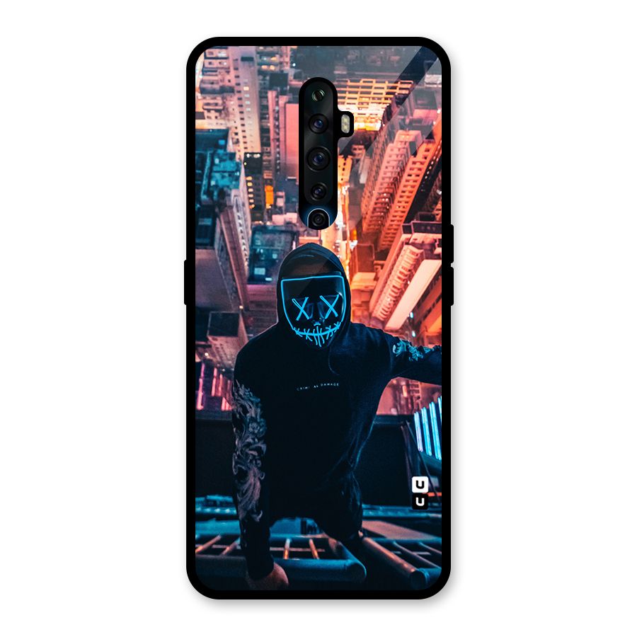 Mask Guy Climbing Building Glass Back Case for Oppo Reno2 F