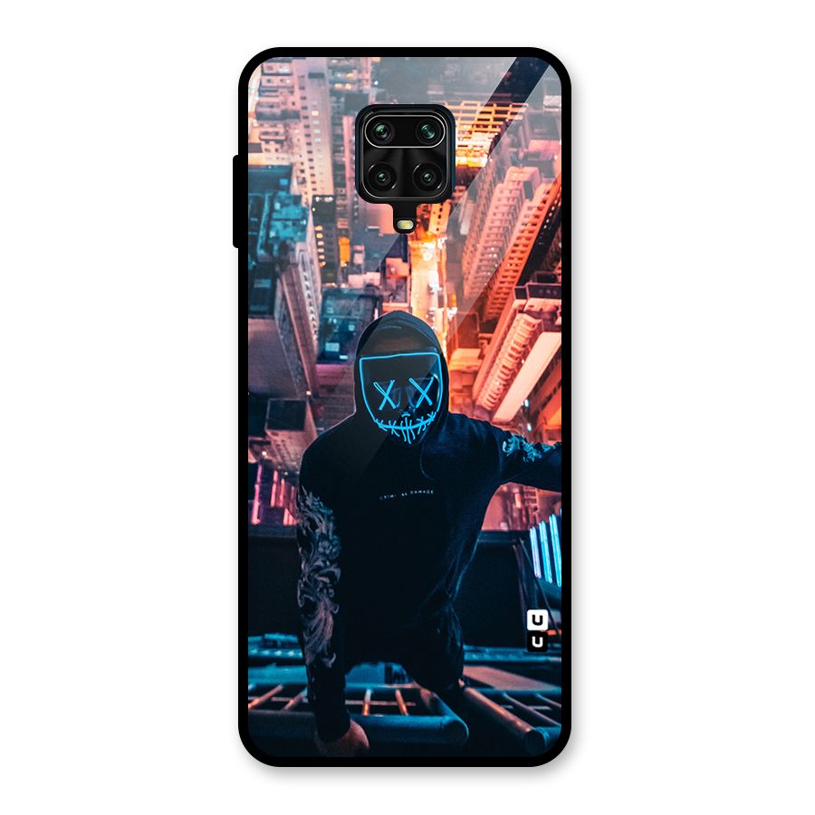 Mask Guy Climbing Building Glass Back Case for Poco M2 Pro