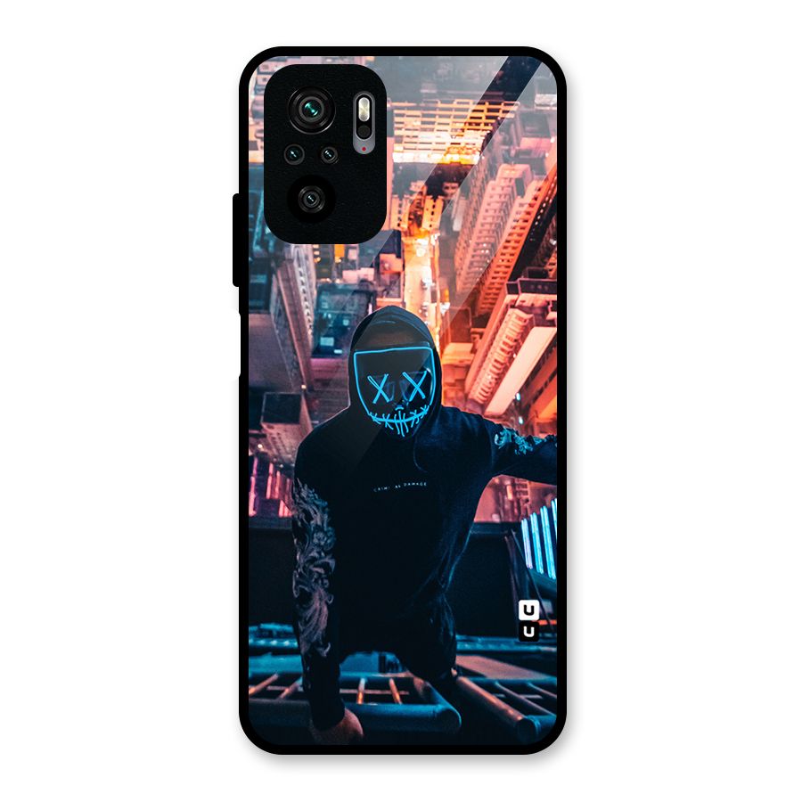 Mask Guy Climbing Building Glass Back Case for Redmi Note 10S