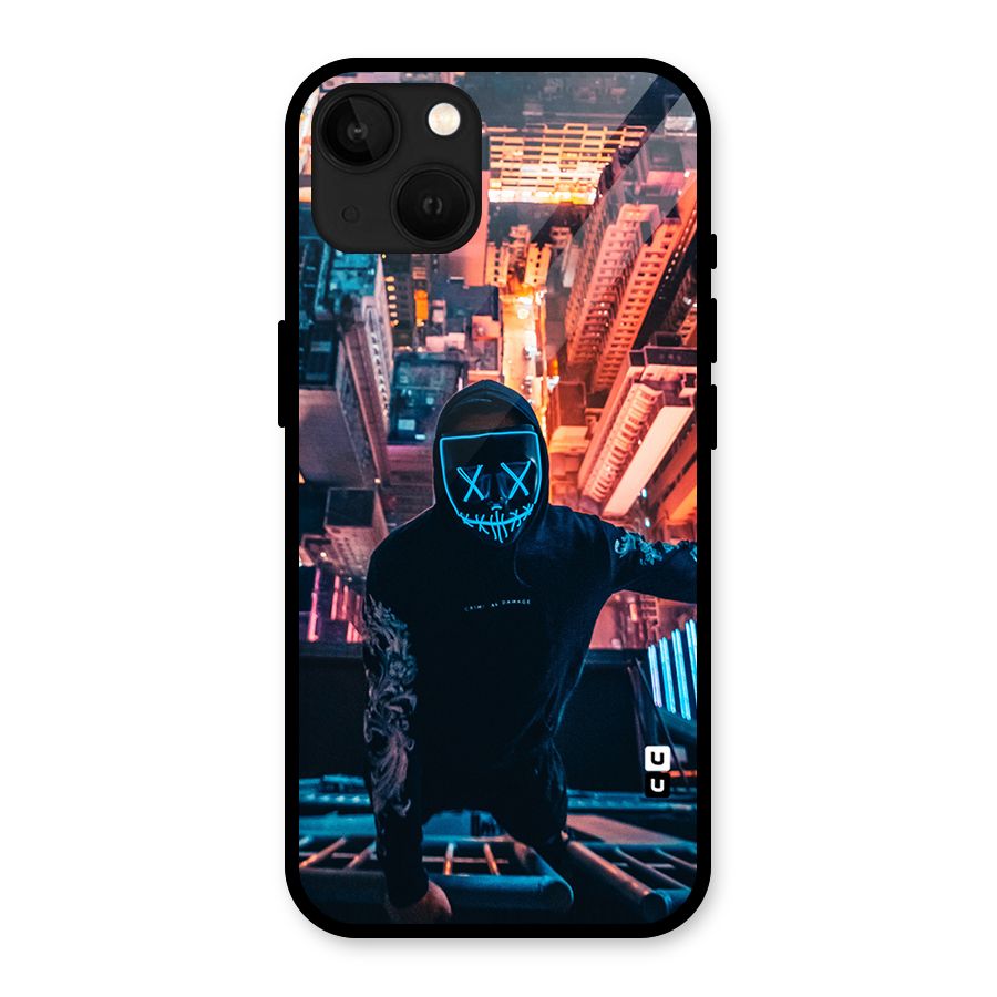 Mask Guy Climbing Building Glass Back Case for iPhone 13