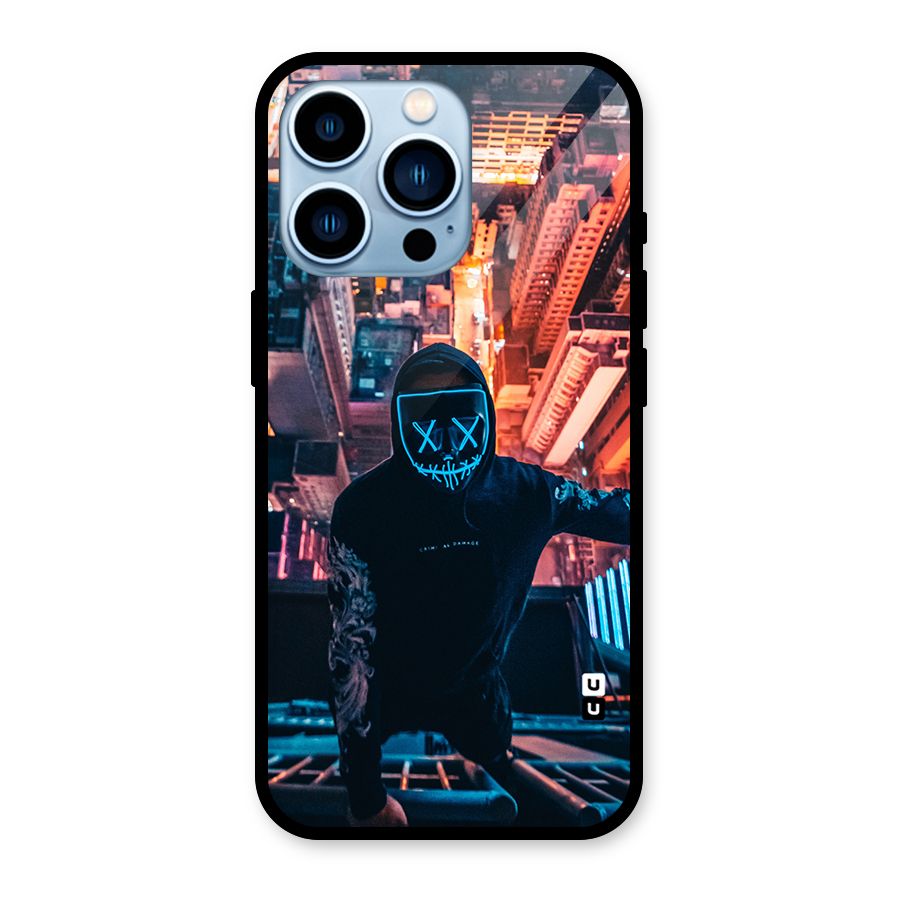 Mask Guy Climbing Building Glass Back Case for iPhone 13 Pro