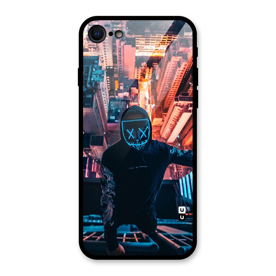 Mask Guy Climbing Building Glass Back Case for iPhone SE 2022