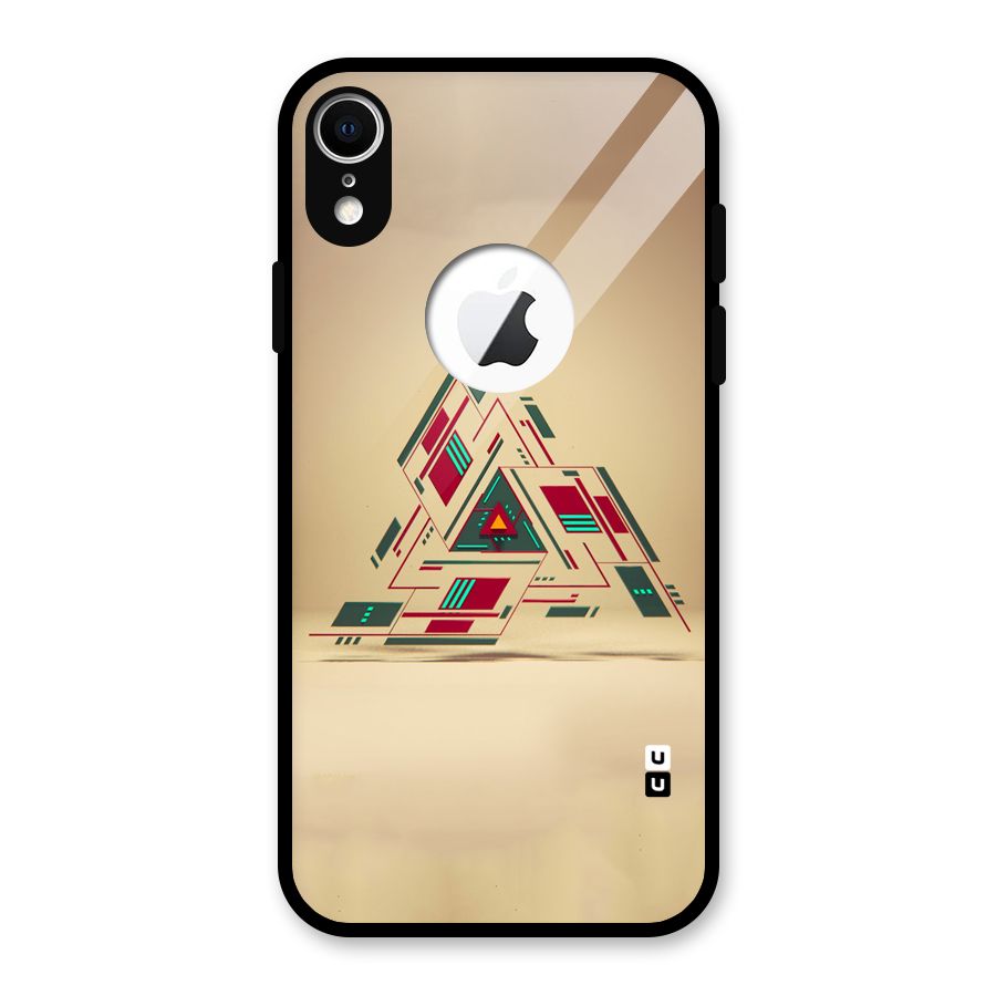 Maze Triangle Glass Back Case for iPhone XR Logo Cut