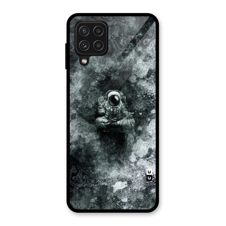 Meditating Spaceman Glass Back Case for Galaxy A22 4G