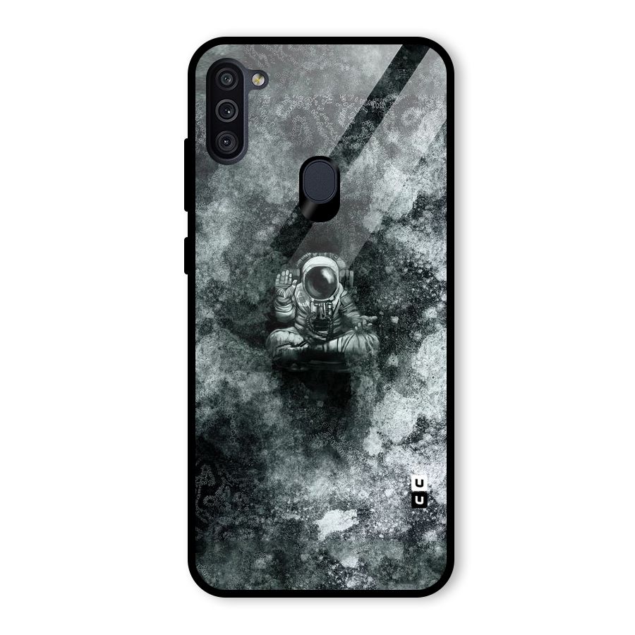 Meditating Spaceman Glass Back Case for Galaxy M11