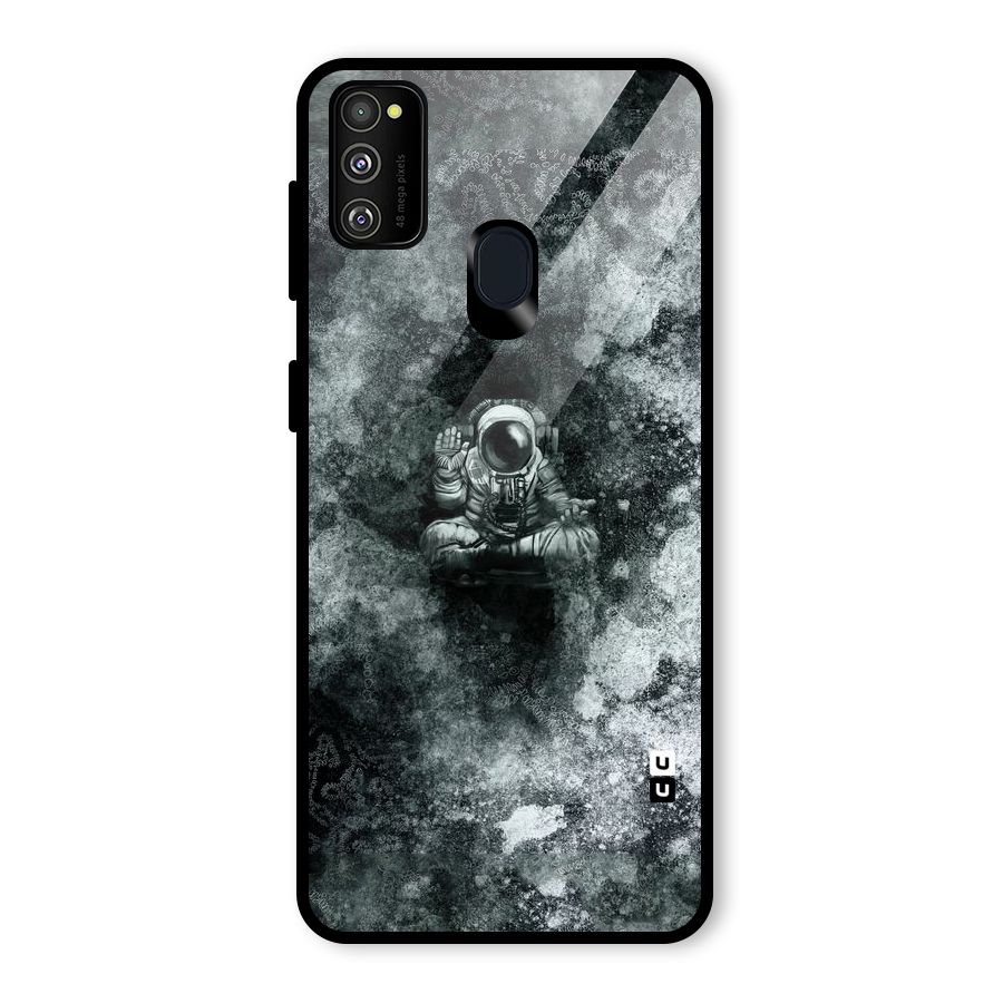 Meditating Spaceman Glass Back Case for Galaxy M30s