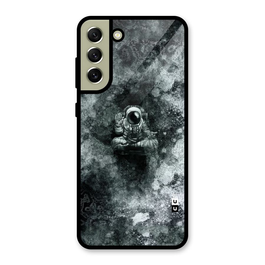 Meditating Spaceman Glass Back Case for Galaxy S21 FE 5G