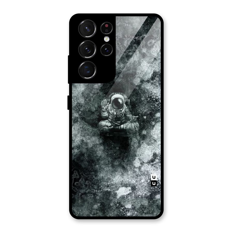 Meditating Spaceman Glass Back Case for Galaxy S21 Ultra 5G