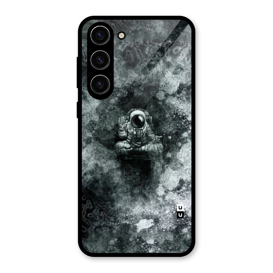 Meditating Spaceman Glass Back Case for Galaxy S23 Plus