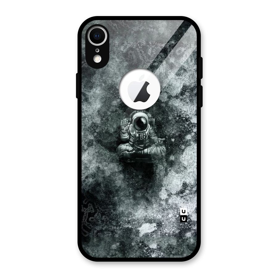 Meditating Spaceman Glass Back Case for iPhone XR Logo Cut
