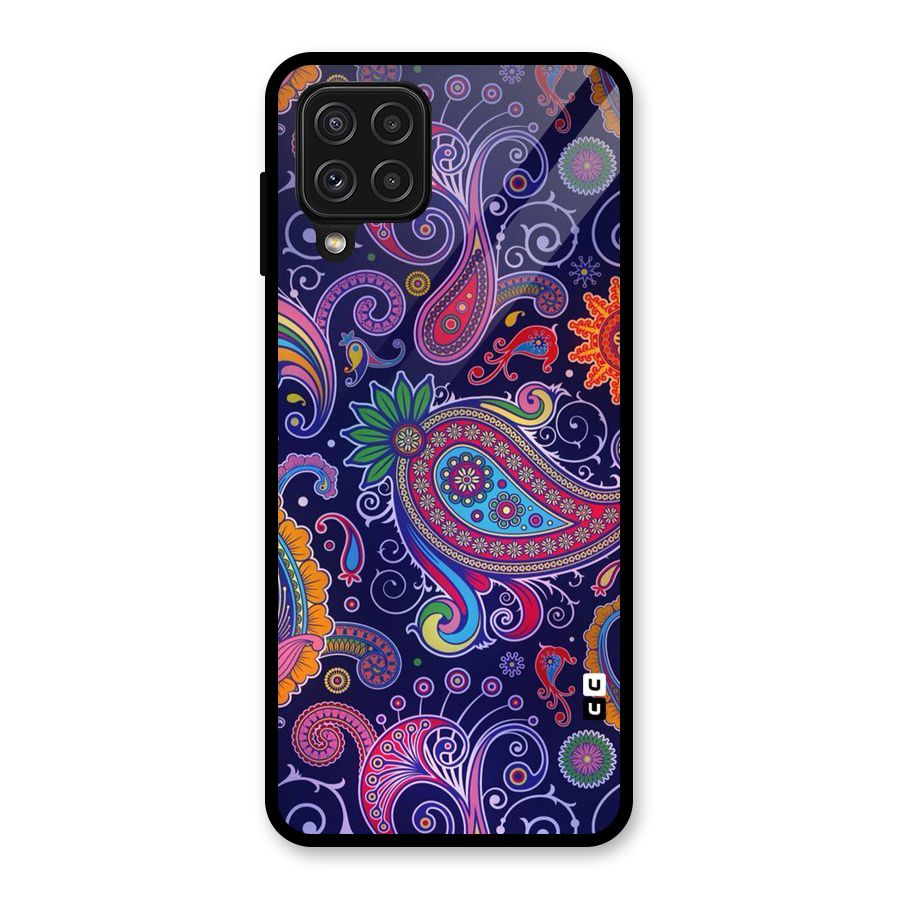 Mehendi Pattern Glass Back Case for Galaxy A22 4G