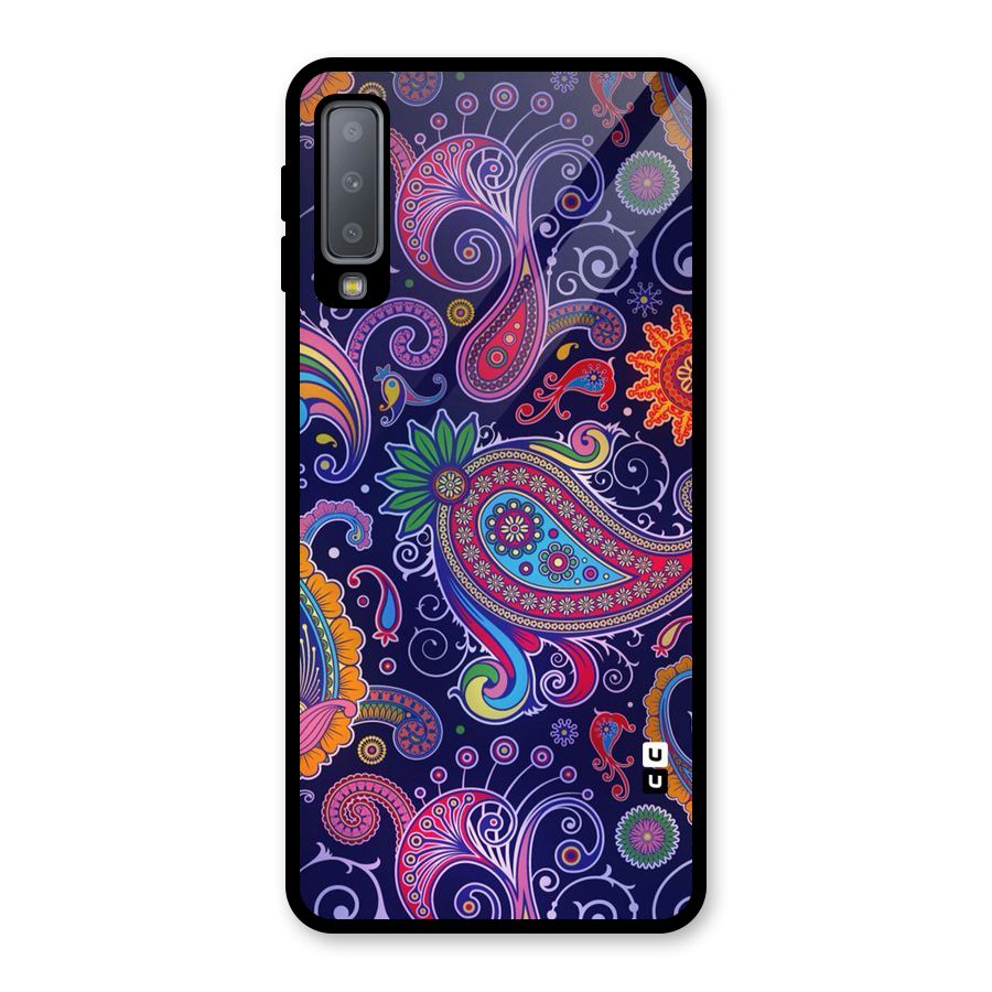 Mehendi Pattern Glass Back Case for Galaxy A7 (2018)